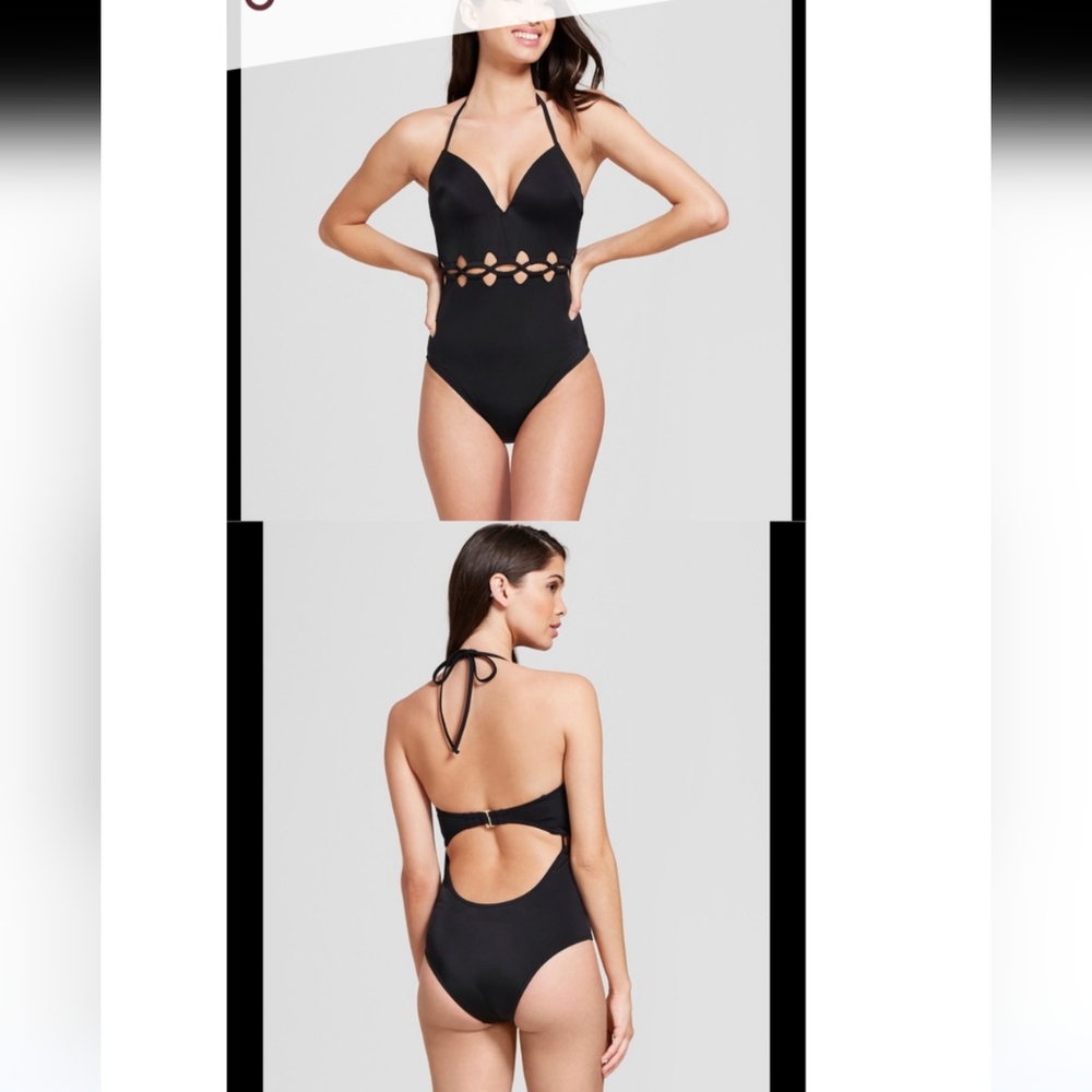 NWOT Shade & Shore Women's Black One Piece Swimsuit - Size 36C